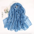 Flat lay of light blue polka dot scarf with lightweight fabric and magazine prop - 180x85cm / Sky Blue
