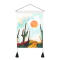 Dettaglio della tappezzeria nordica con arte astratta di cactus e nappe nere decor - 35x50cm / Stile Pittura a Olio Cactus e Sole (Stile 2)