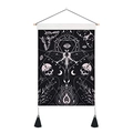 Bohemian moth wall tapestry with skull and crescent moon motifs and black tassels - 35x50cm / Black Moth Skull Pattern