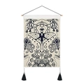 Bohemian tapestry featuring a black moth and mystic eye design on cream canvas fabric - 35x50cm / White Moth Occult Pattern
