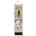 Vintage canvas scroll wall art featuring Books Shop angel and decorative tassels - 32.5x130cm / Angel Cupid Style (Style 2)