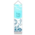 Mediterranean sailing wall scroll with Enjoy Travel text and nautical anchor sketch - 32.5x130cm / Blue White Waves Anchor Style (Style 4)