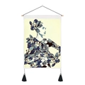 Nordic abstract floral portrait wall hanging tapestry with wooden pole and tassels - 35x50cm / Abstract Female Blue Flowers (款式1)