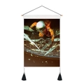 Detail of sci-fi astronaut wall tapestry with wooden hanger and black decorative tassels - 35x50cm / Sci-Fi Astronaut Glass (款式3)