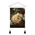 Nordic abstract portrait wall tapestry with wood frame and elegant black tassels - 35x50cm / Primitive Abstract Wood Portrait (款式4)