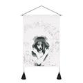 Artistic wall tapestry with fox mask character, wooden rod, and decorative black tassels - 35x50cm / Thorn Fox Mask Character (Style 9)
