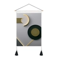 Detail of Nordic wall tapestry featuring geometric abstract patterns and black tassels - 35x50cm / Modern Abstract Geometric Pattern (Style 15)