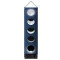 Detail of moon phase wall tapestry with dark blue print and black hanging tassels - 32.5x130cm / Deep Blue Dynamic Moon Phase Style (款式2)