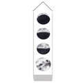 Tapisserie phases de lune à l'aquarelle avec glands noirs et barre de suspension en bois - 32.5x130cm / Style Phase de Lune Gris Noir Minimaliste (Style 6)