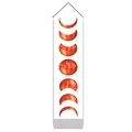 Détail de la suspension murale phases de lune avec impression aquarelle et bois - 32.5x130cm / Style de Phase de Lune Aquarelle Rouge-Orange (Style 8)