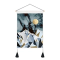 Abstract mountain tapestry with blue geometric art and golden sun detail for wall decor - 35x50cm / Blue Geometric Spliced Mountains (Style 8)