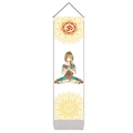 Bohemian yoga meditation wall tapestry with Mandala patterns and Om symbol for room decor - 32.5x130cm / Meditation Sitting Pose Style