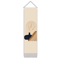 Nordic abstract tapestry with wooden scroll featuring minimalist vase and arch design - 32.5x130cm / Minimalist Stairs and Vase (Style 4)