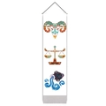 Vertical wall tapestry with Aries, Libra, and Aquarius zodiac art on cotton linen fabric - 32.5x130cm / Constellation Totem Style 1