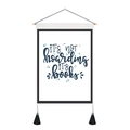 Detail of inspirational quote wall tapestry with wooden frame and black tassels - 35x50cm / IT'S NOT hoarding IT'S books (Style 5)