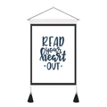 Detail of canvas hanging wall art with Read Your Heart Out typography and black tassels - 35x50cm / READ YOUR HEART OUT (Style 4)