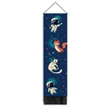 Nordic astronaut space tapestry with cute cartoon animals and black tassels for kids room - Astronaut Partners Style (Style 5) / 32.5x130cm