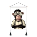 Vintage street style orangutan canvas poster with wooden hangers and decorative tassels - Standard Size / Dollar Bill Eyes Chimpanzee (Style 2)