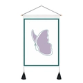 Detailed texture of cotton linen tapestry featuring purple butterfly and wooden hanger - 35x50cm / Purple Abstract Butterfly (Style 4)