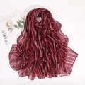 Detail of red long scarf with stylish polka dot print and soft breathable texture - 180x85cm / Burgundy