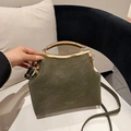 Sac bandoulière vert armée en forme de coquillage avec poignée en métal et fermoir - Sans Pendentif / Vert
