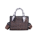 Schicke Handtasche mit Leopardenmuster, Schal-Griff und breitem Schultergurt - Braun