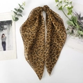 Leopard print chiffon neck scarf with stylish knotted design on a clean white background - Dark Coffee Leopard