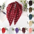 Detailed grid showing polka dot chiffon scarves in various colors with a soft texture - Polka Dot 10 Colors