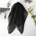 Solid black chiffon square scarf with elegant hemmed edges and lightweight sheer fabric - 65x65cm / Black