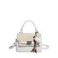 Elegante borsa a mano in pelle PU bianca a quadri con ciondolo a cuore e perline - Bianco