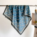 Elegante foulard in seta grigio-blu con motivi vintage di carrozze e bordi decorati - 70*70cm / Pony Grigio
