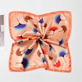 Soft peach silk square scarf featuring vibrant colorful ginkgo leaf prints for women - 50x50cm / Ginkgo Leaf Pink