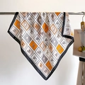 Foulard quadrato 70cm in seta con stampa equestre e motivo a rombi arancioni - 70*70cm / Pony Nero