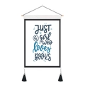 Just a girl who loves books wall hanging with wooden frame and black tassels - 35x50cm / JUST a girl who loves BOOKS (Style 1)