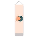 Detalle de tapiz mandala de sol y luna en tonos rosa con cuerda decorativa negra - Mandala Sol Luna (Estilo 1) / 32.5x130cm