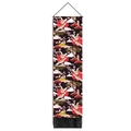 Detailed view of Japanese wall tapestry with crane, Mt. Fuji print and black tassels - 32.5x130cm / Crane And Tower Style (款式2)