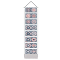 Arabic style cotton linen wall hanging with blue and orange mandala geometric patterns - 32.5x130cm / Style 1