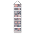 Arabesque mandala geometric tapestry with cotton linen texture and wooden hanging rod - 32.5x130cm / Style 2