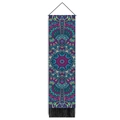Vertikaler böhmischer Mandala Wandbehang mit Holzstab und schwarzen Fransen - 32.5x130cm / Dunkelviolett & Blaugrün Mandala Stil (Stil 1)
