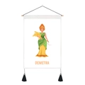 Nordic wall hanging with Demetra Greek goddess illustration on white canvas background - 35x50cm / Demetra