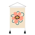 Arazzo moderno in tela con fiore rosa astratto, motivo a occhio e nappe nere - 35x50cm / Occhio di Petalo Rosa (Stile 2)
