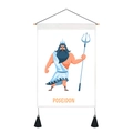 Detail of Poseidon cartoon tapestry featuring wooden rod and black tassel accents - 35x50cm / Poseidon