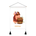 Detail of Dionysus canvas tapestry with wooden hanger, printing and black tassels - Dionysus