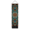 Bohemian mandala tapestry with blue and beige geometric patterns and black tassels - 32.5x130cm / Style 2 - Earthy Brown Mandala