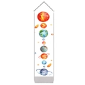 Solar system planets wall hanging scroll with watercolor sun and earth on canvas - 32.5x130cm / White Starry Sky Style (Style 1)