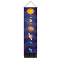 Vertical solar system wall scroll with planets and black tassels on deep purple background - 32.5x130cm / Purple Galaxy Style (Style 3)