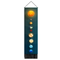 Vertical solar system wall art featuring sun and planets with black tassel fringe detail - 32.5x130cm / Black Space Style (Style 4)
