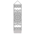 Bohemian mandala wall tapestry with wooden hanging rod and grey fringe detail - 32.5x130cm / Style 1