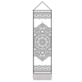 Minimalist bohemian mandala tapestry with wooden rod and grey tassels for wall decor - 32.5x130cm / Style 2