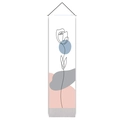Minimalist wall scroll with line art rose and geometric shapes on a wooden frame - 32.5x130cm / Minimalist Rose (Style 3)